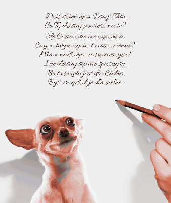 Piesek z życzeniami na Dzień Ojca